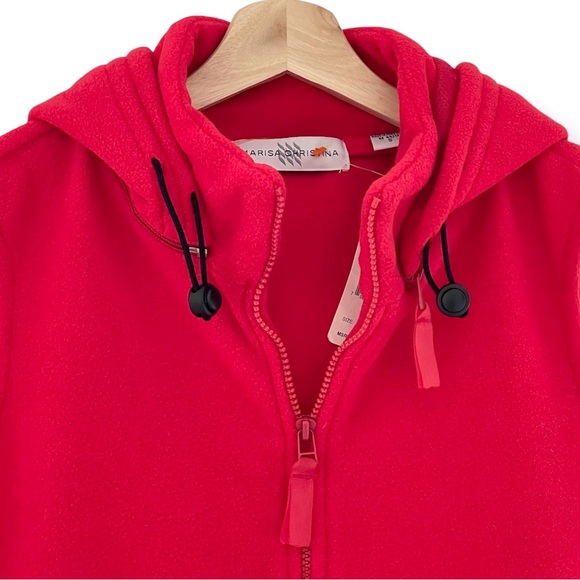 Marisa Christina Fleece Vest Removable Hood Full Zip Red Pockets High Neck - Picture 4 of 16
